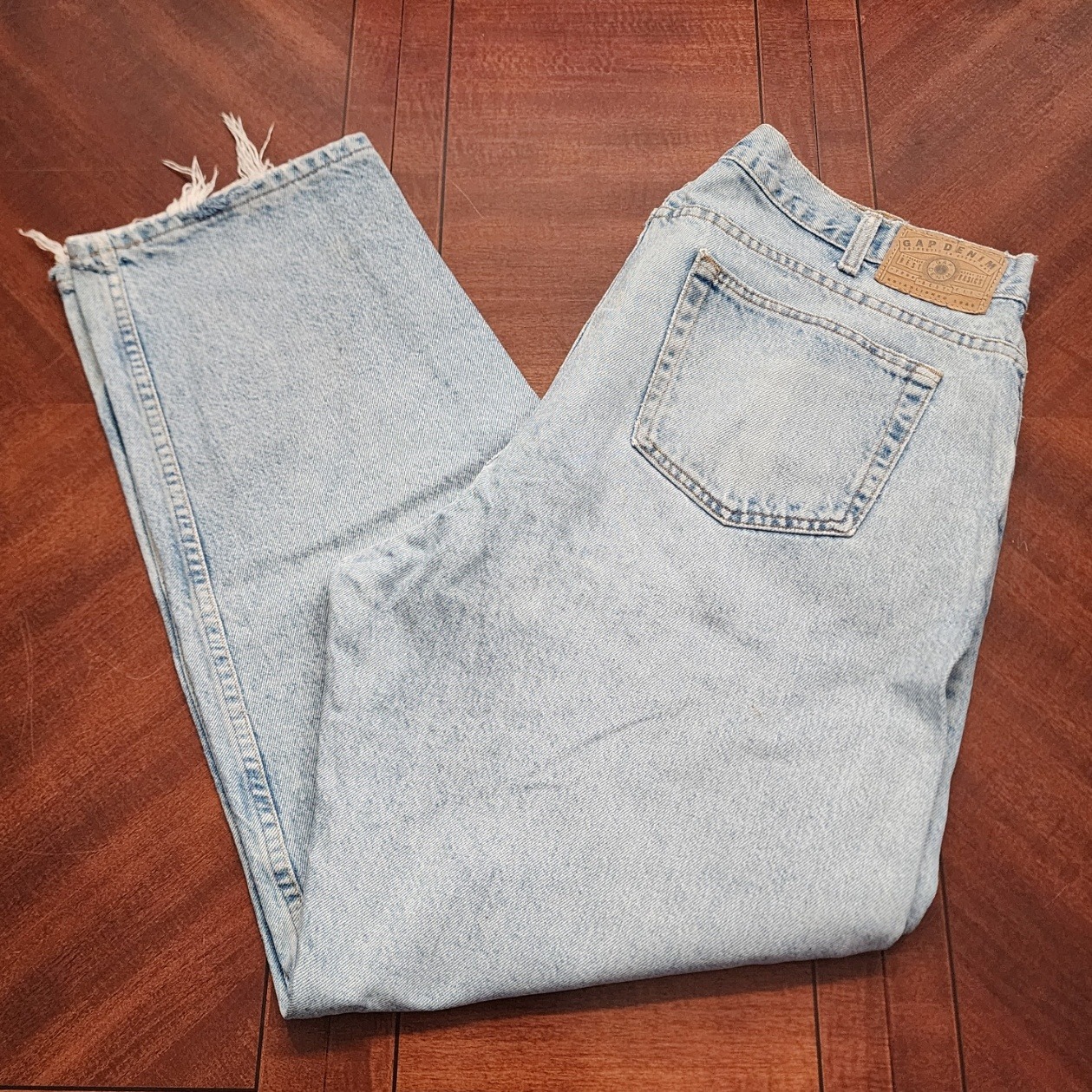 Vtg Gap Jeans Mens 40x32 Blue Straight Leg Baggy Light Wash Denim Made Usa 90s